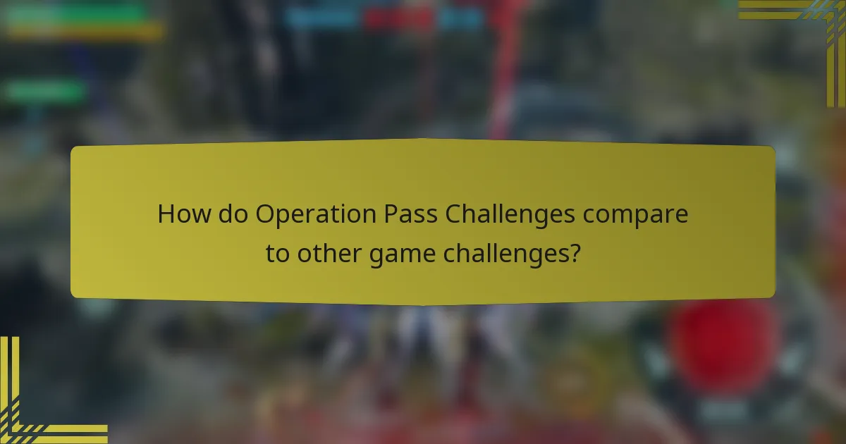 How do Operation Pass Challenges compare to other game challenges?